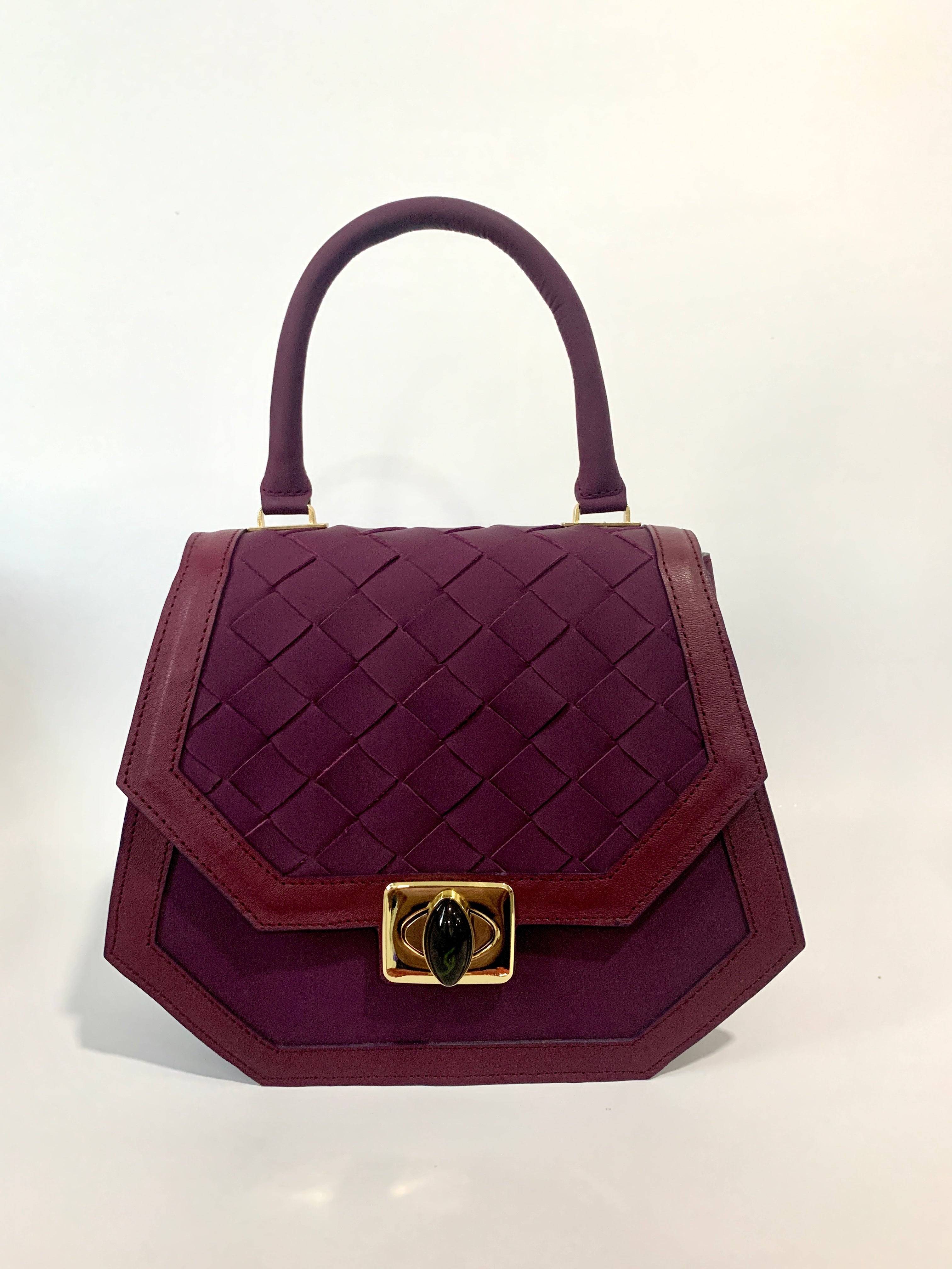Women's Leather Bag – Classic Frame Mini Burgundy Bag for Elegant Style
